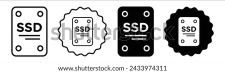 SSD set in black and white color. SSD simple flat icon vector