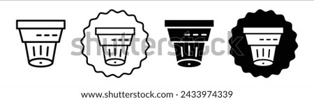 Smoke detector set in black and white color. Smoke detector simple flat icon vector