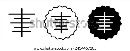 Center align set in black and white color. Center align simple flat icon vector