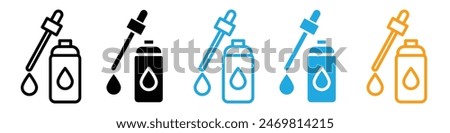 Oil dropper bottle icon logo set vector