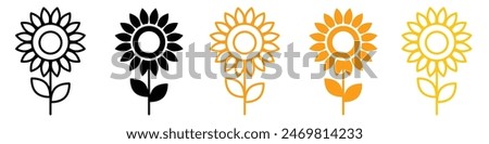 Sunflower icon logo set vector