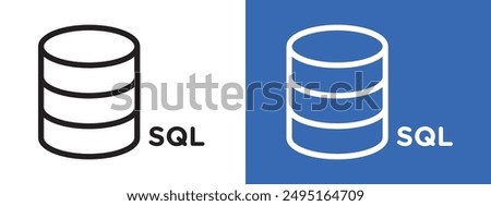 SQL server logo sign set vector outline