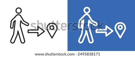 Man going to destination logo sign set vector outline