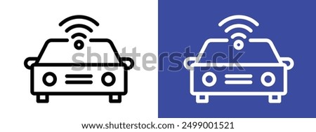 Smart car icon logo sign set vector outline