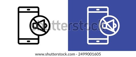 silent phone icon logo sign set vector outline