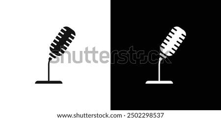 Microphone icon (2) logo sign vector outline in black and white color