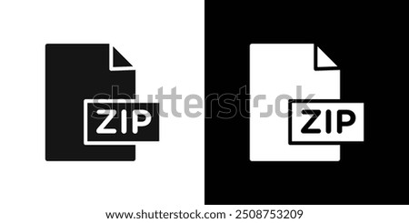 Zipped file icon Flat fill set collection