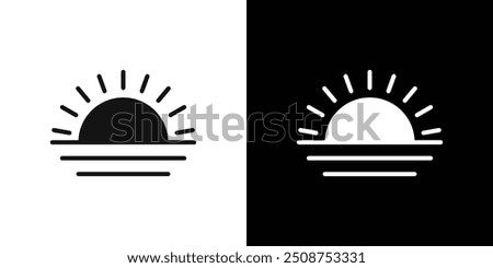 Sunrise icon Flat fill set collection