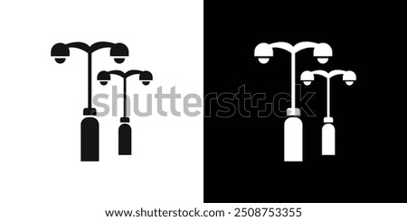 Street lighting icon Flat fill set collection