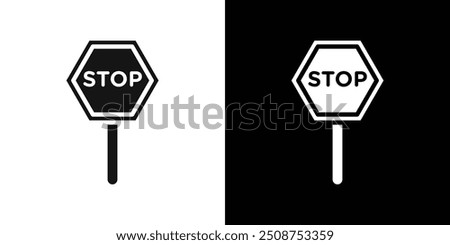 Stop Sign Icon Flat fill set collection