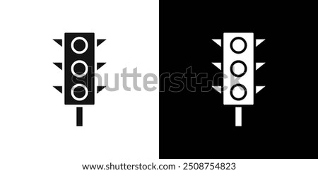 Traffic light icon Flat fill set collection