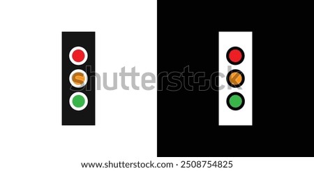 Traffic light icon Flat fill set collection