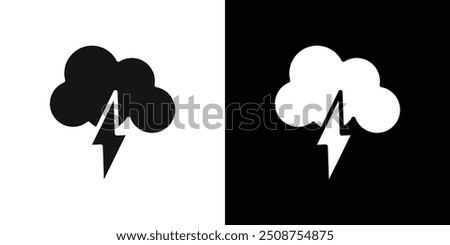 Thunder lightning icon Flat fill set collection