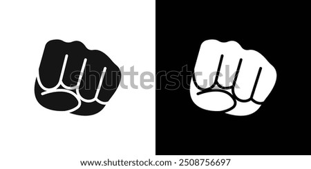 punch fist hand icon Flat fill set collection