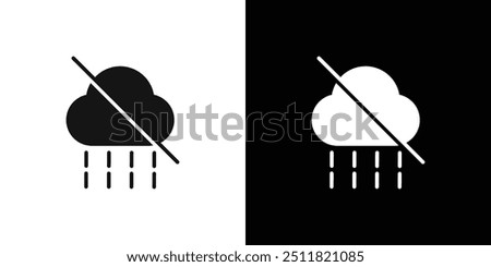 No rain icon Flat fill set collection