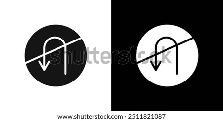 No U turn sign icon Flat fill set collection