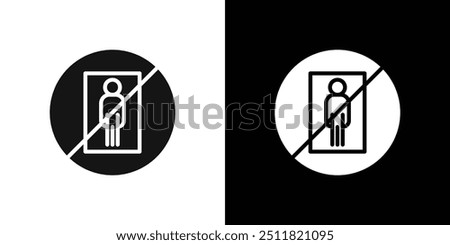 No Elevator Sign icon Flat fill set collection