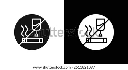 No alcohol and cigarettes icon Flat fill set collection