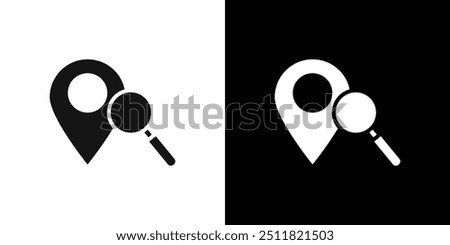 Location search icon Flat fill set collection