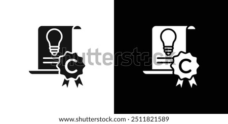 Intellectual property and copyright icon Flat fill set collection