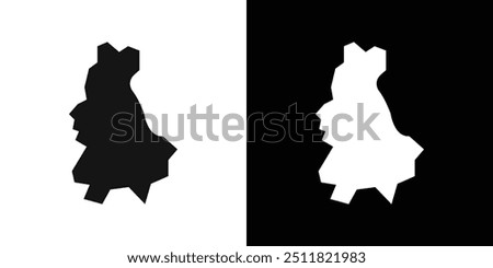 Luxembourg country map icon Flat fill set collection