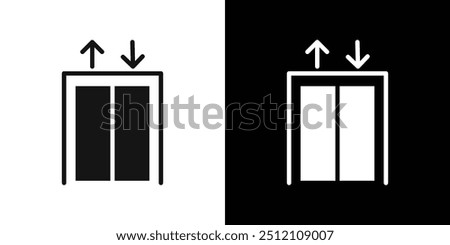 Elevator lift icon Flat fill set collection