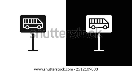 Bus sign icon Flat fill set collection