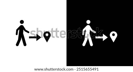 Man going to destination icon logo set vector