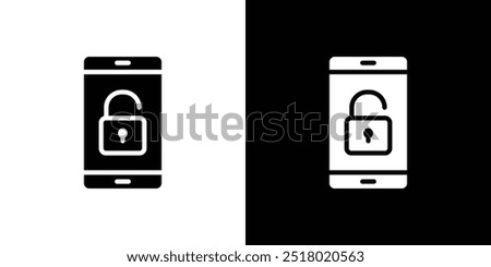 Mobile Unlock icon Flat fill set collection