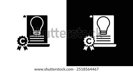 Intellectual property and copyright icon Flat fill set collection