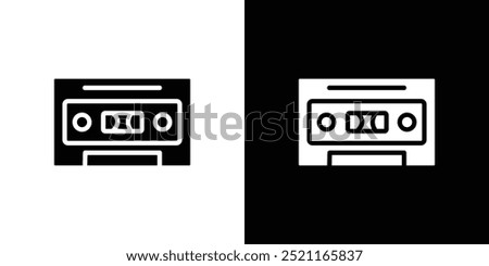 Cassette tape icon Flat fill set collection