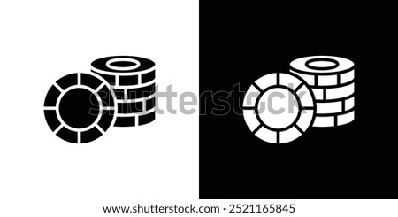 Casino chips icon Flat fill set collection