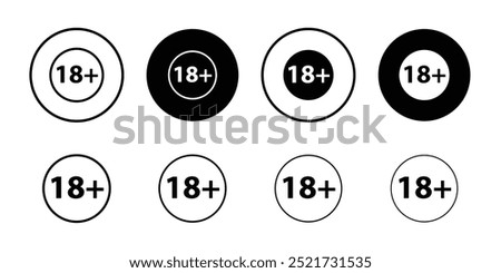 18 Plus icon logo set vector