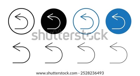 Undo icon Black and white outline vector