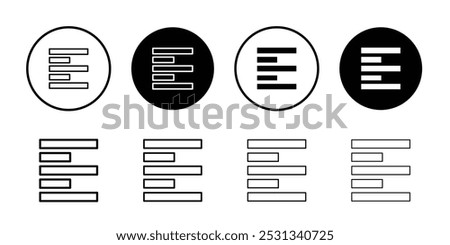 Align left icon Black and white outline vector