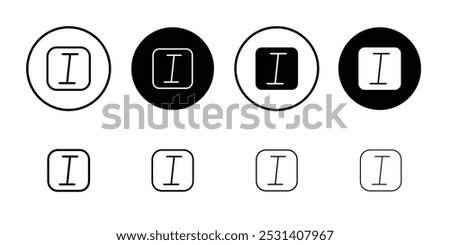 Italic button icon Flat fill set collection