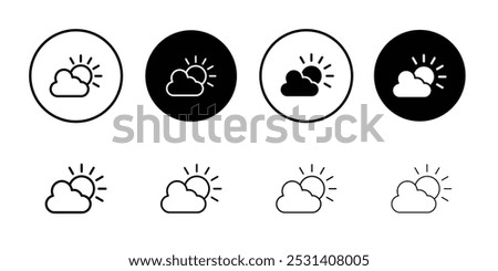 Cloudy Day icon Flat fill set collection