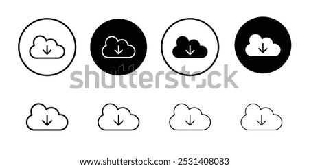 Cloud download icon Flat fill set collection