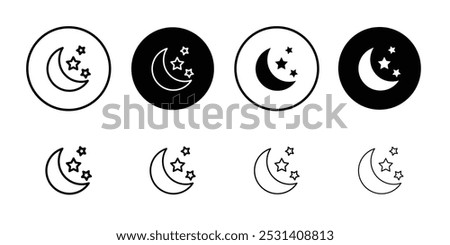 Moon stars icon Flat fill set collection