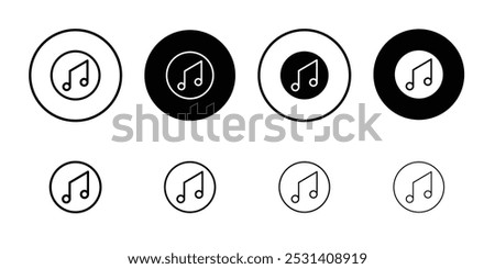 Music note icon Flat fill set collection