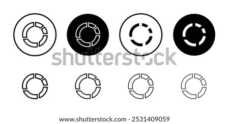 Donut chart icon Flat fill set collection