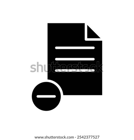 Remove document icon Black and white outline vector