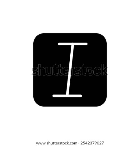 Italic button icon Black and white outline vector