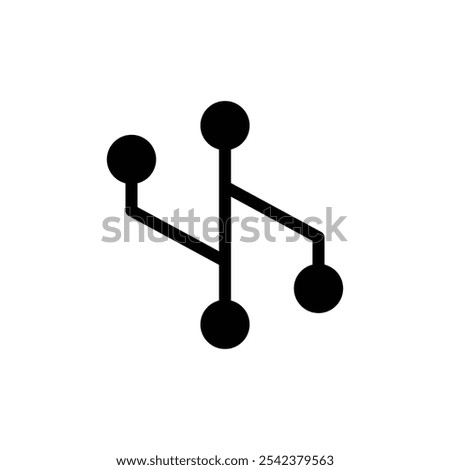 Code branch icon Black and white outline vector