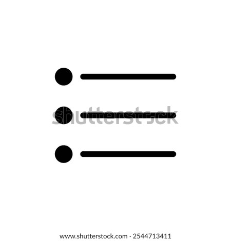 Bulleted list icon Black and white outline vector