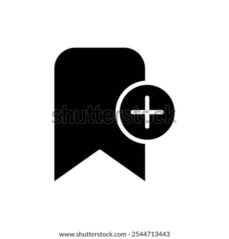 Bookmark add icon Black and white outline vector