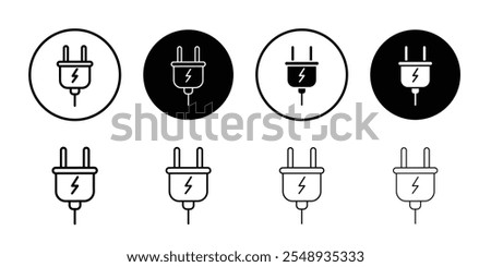 Electric plug icon Black and white outline vector