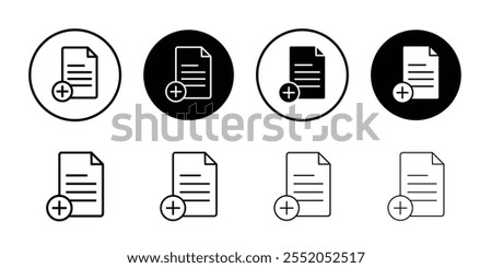 Add document icon Black and white outline vector