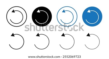 Undo icon Black and white outline vector