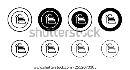 Sort amount up icon Black and white outline vector